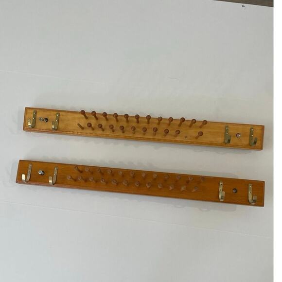 1980 VTG TIES RACK WOODEN OAK WOOD HOLD TIES AND BELTS Set Of 2 VERSATILE - Picture 12 of 14